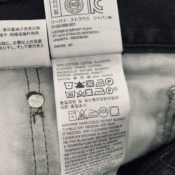 Levis 505 Jean Men 38x34 Black Denim Straight Leg Regular Fit 100% Cotton Street - Picture 7 of 7